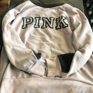 PALE PINK AND BLACK LONG SLEEVED FLEECE
